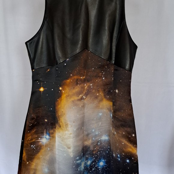 CHRISTOPHER KANE Celestial Combo dress Sz 12 or ~M-L SILK & LEATHER Connoisseurs - Picture 5 of 13
